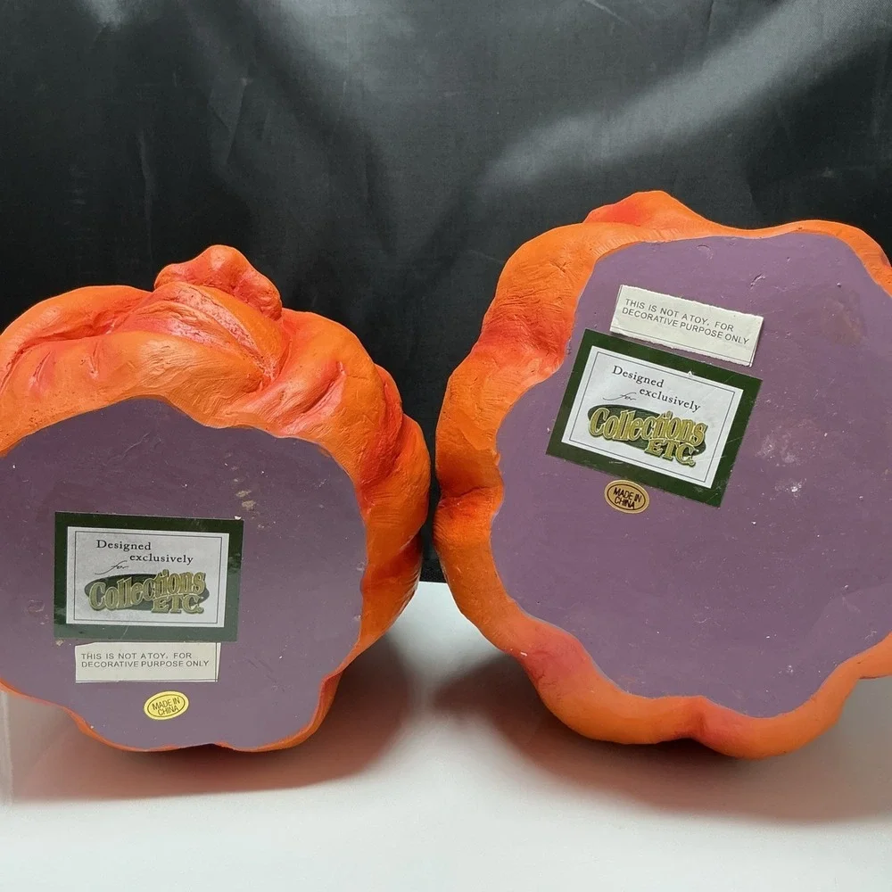 Collections Etc Expressive Pumpkins Halloween Table Top Décor Medium Lot Of 2
